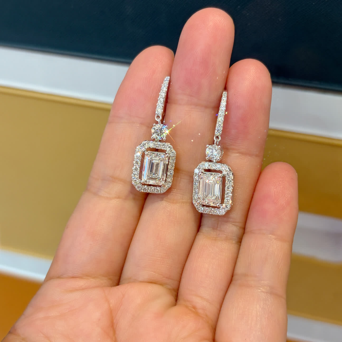 Emerald-Cut Diamond Drop Earrings — product photo 2 of 4