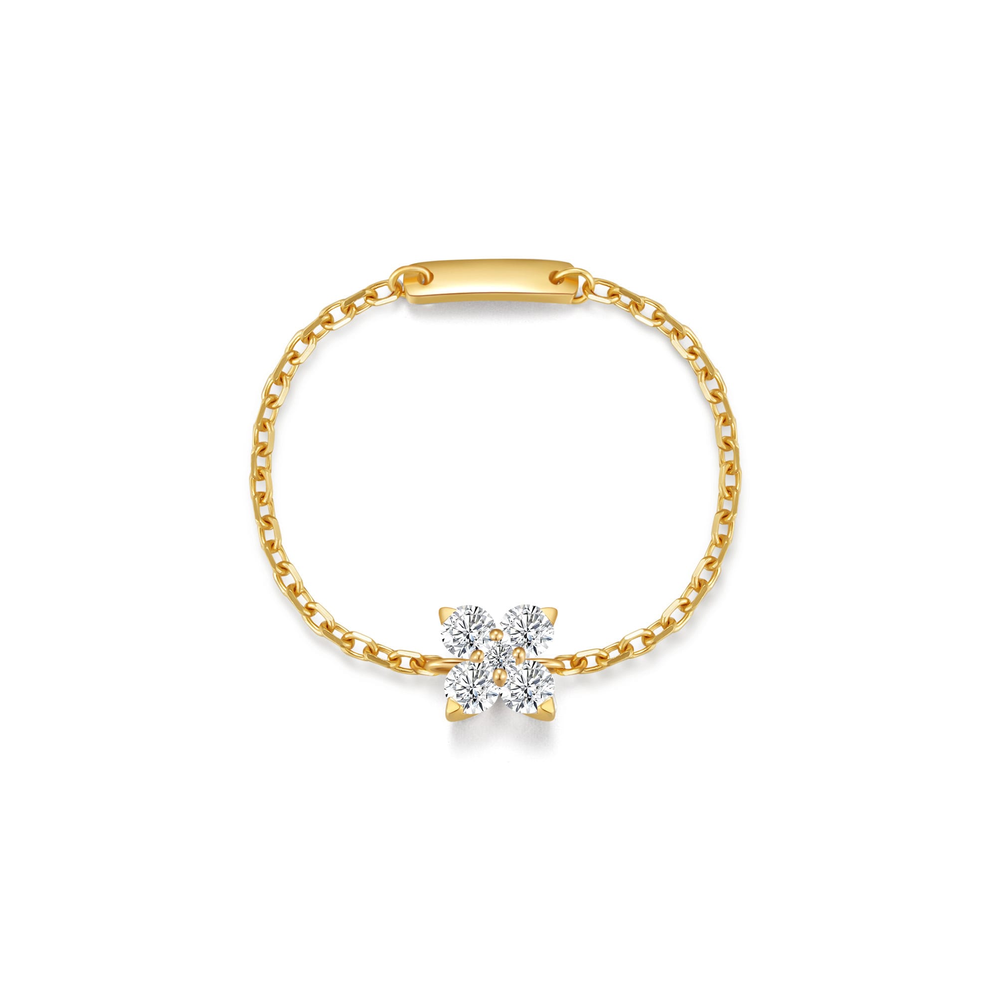 Forsythia Lab-Grown Diamond Chain Ring in 18K Gold — product photo 4 of 4