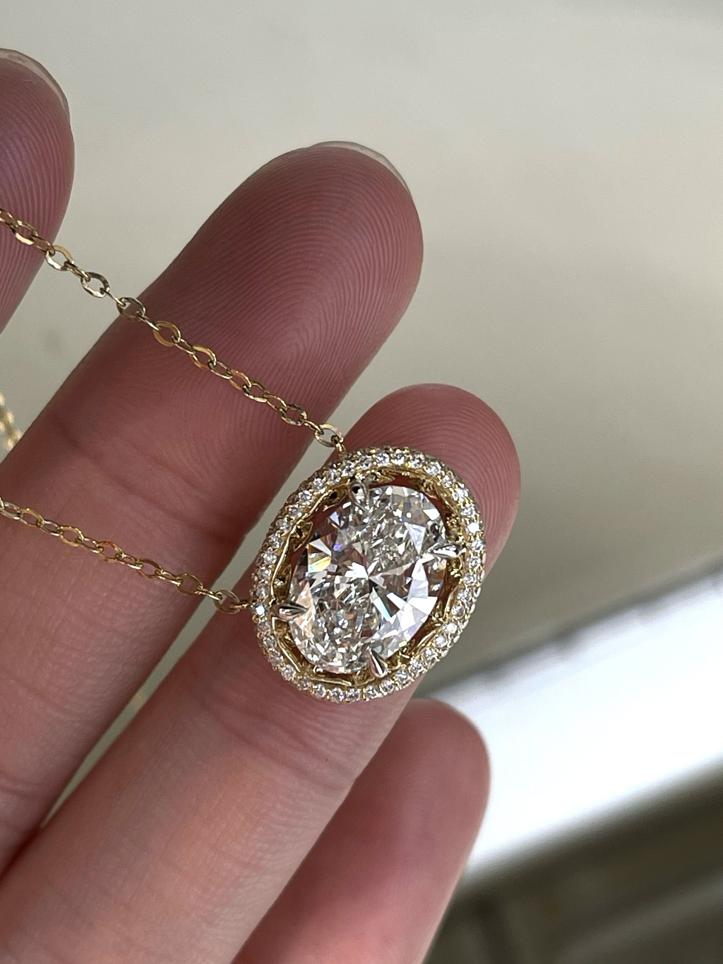 Odette Two-Tone Halo Lab Diamond Necklace Collection — product photo 2 of 6