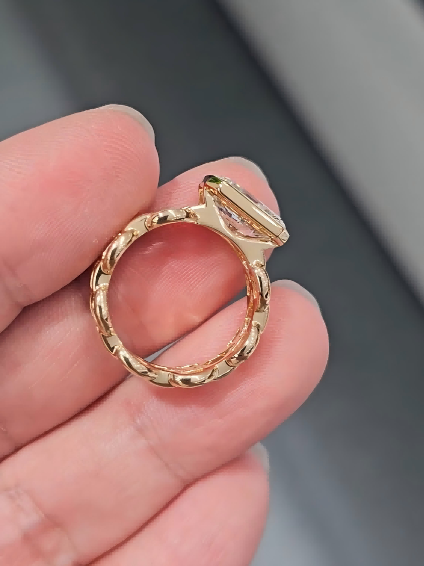 Athena Radiant Cut Lab Diamond Double Chain Ring — product photo 5 of 6