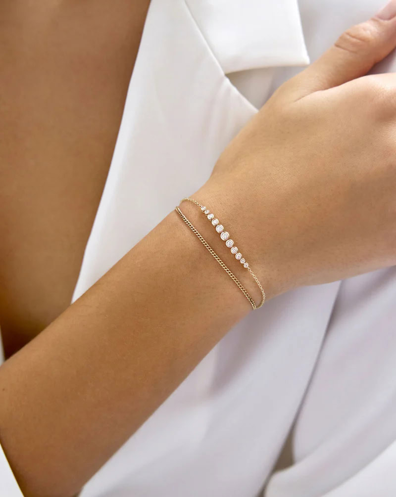 Graduated Diamond Bezel Soft Chain Bracelet — product photo 5 of 5