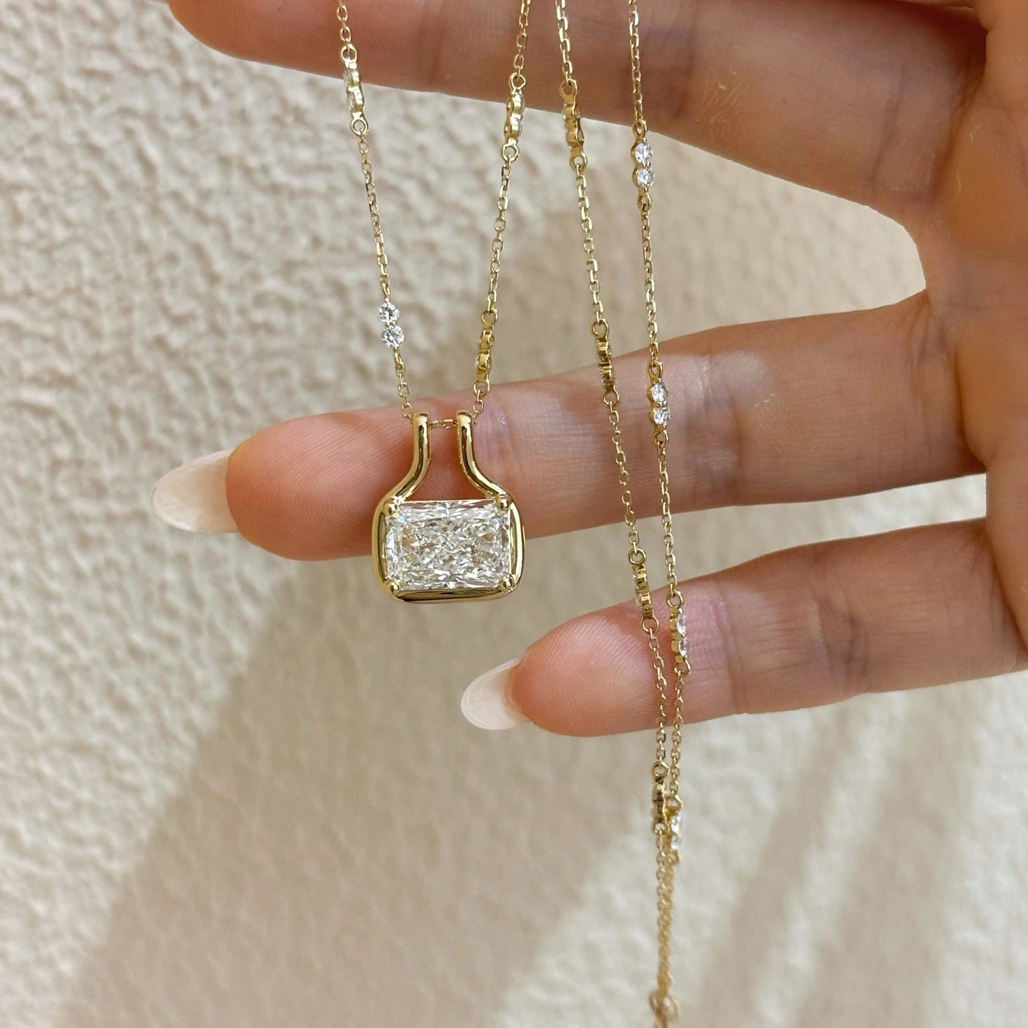 Lyra Sculptural Radiant Pendant Lab-Grown Diamond Necklace — product photo 6 of 6