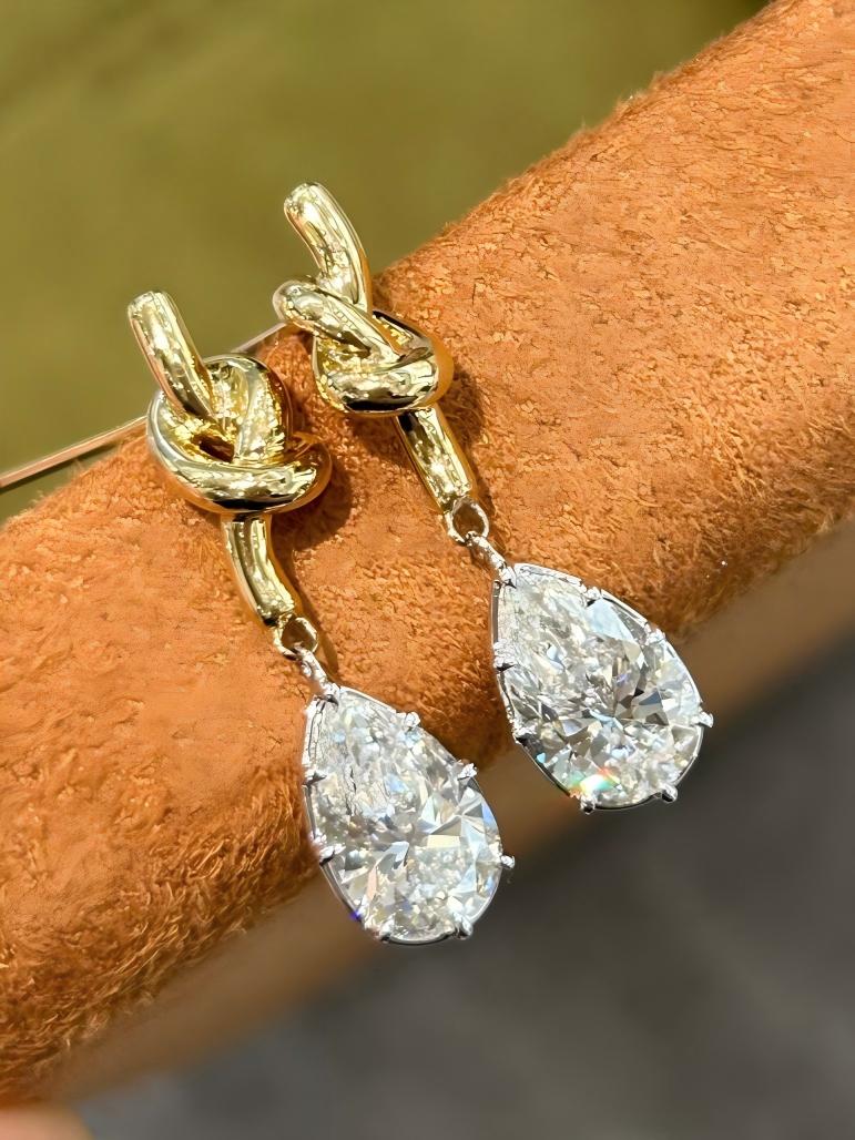 Elara 2ct Total Lab-Grown Diamond Drop Earrings | Two-Tone Gold & Platinum — product photo 1 of 6