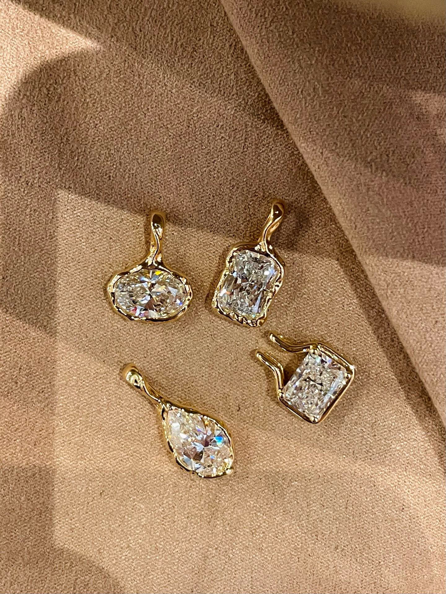 Marlowe Lava Hammered Gold Lab Diamond Pendant — product photo 3 of 6
