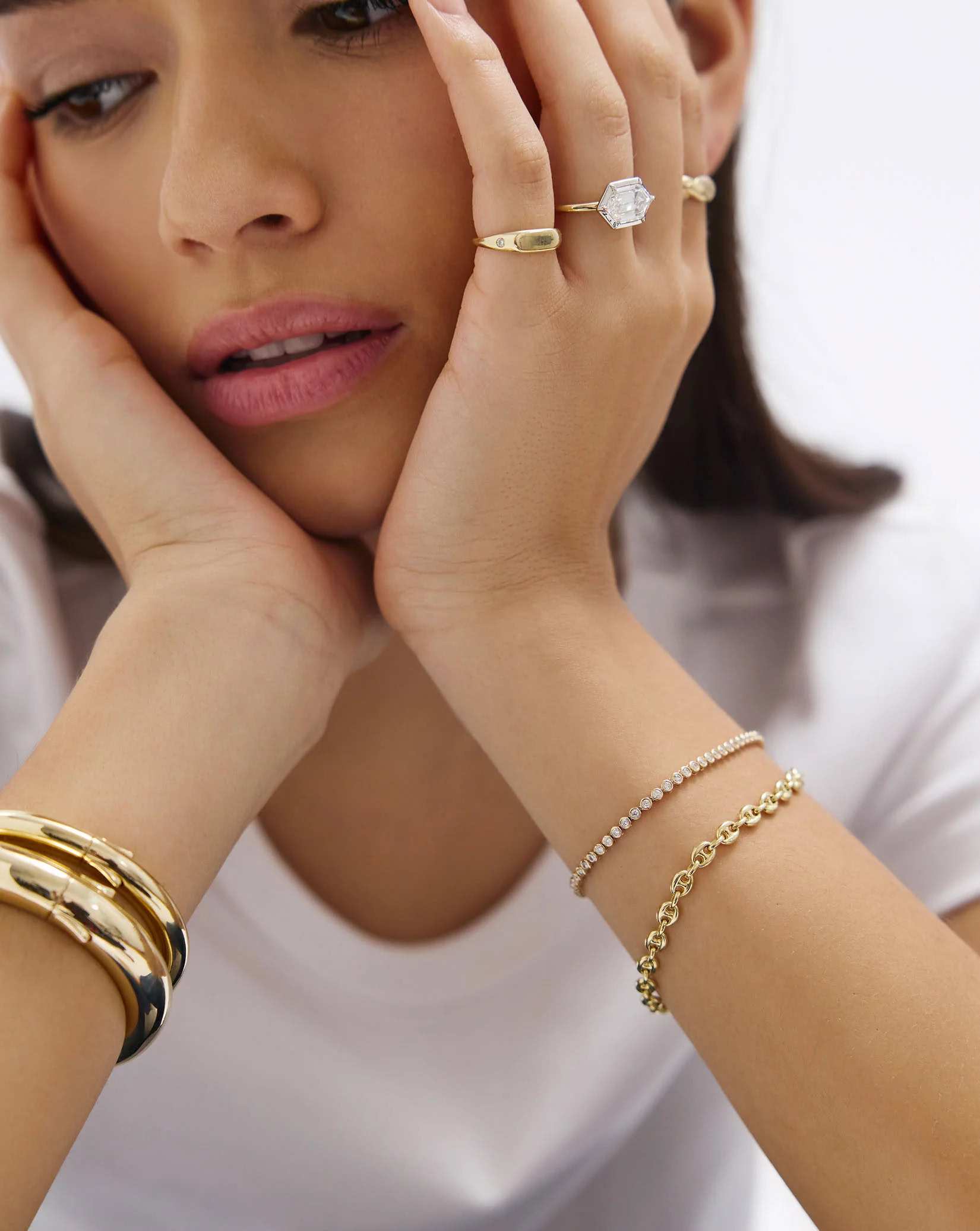 Bezel Mini Diamond Tennis Bracelet | Adjustable Bubble Bracelet — product photo 6 of 6