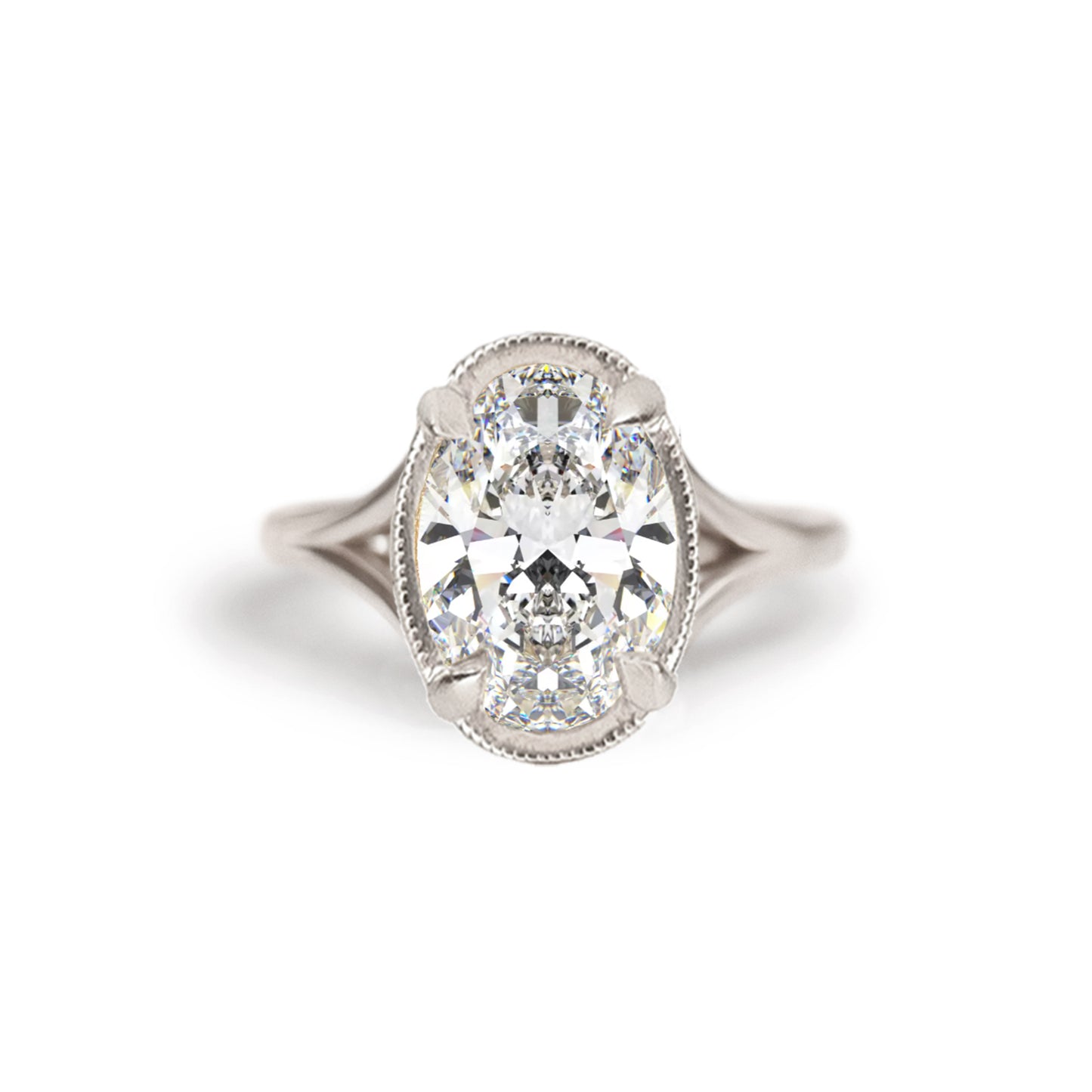 Split Shank Oval Lab Diamond Solitaire Engagement Ring — product photo 5 of 6