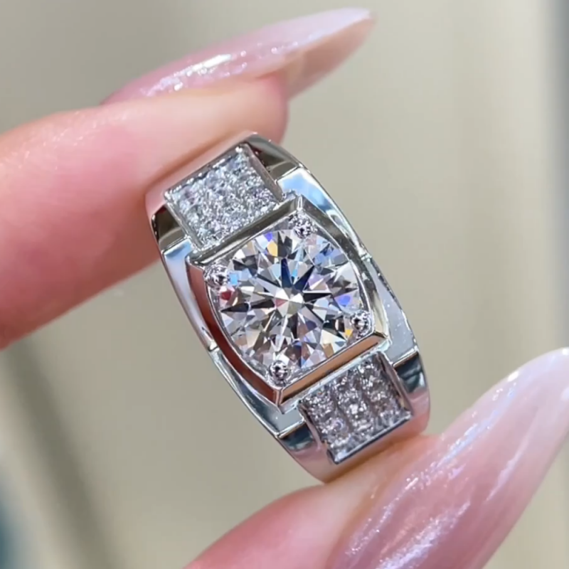 Atlas Round Prong-Set Pavé Lab-Grown Diamond Men’s Ring — product photo 1 of 5