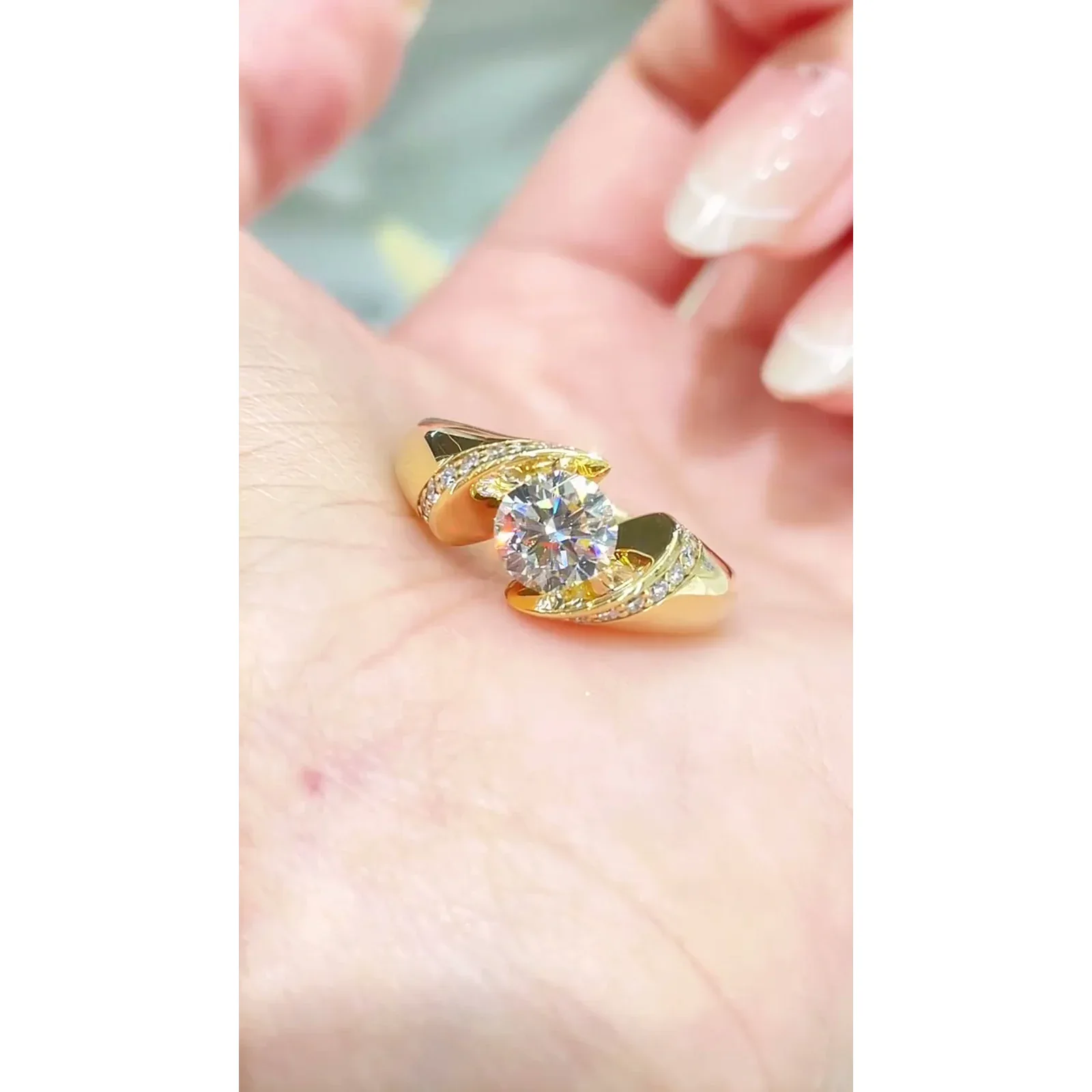 Calliana Calla Lily Floating Crossover Lab Diamond Engagement Ring — product photo 4 of 5