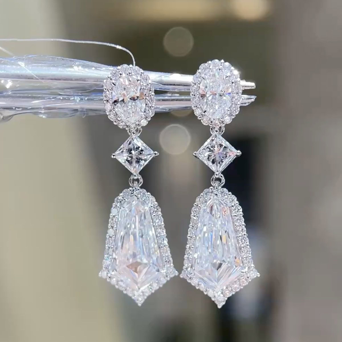 Lumielle Art Deco Kite Lab Diamond Drop Earrings — product photo 1 of 4