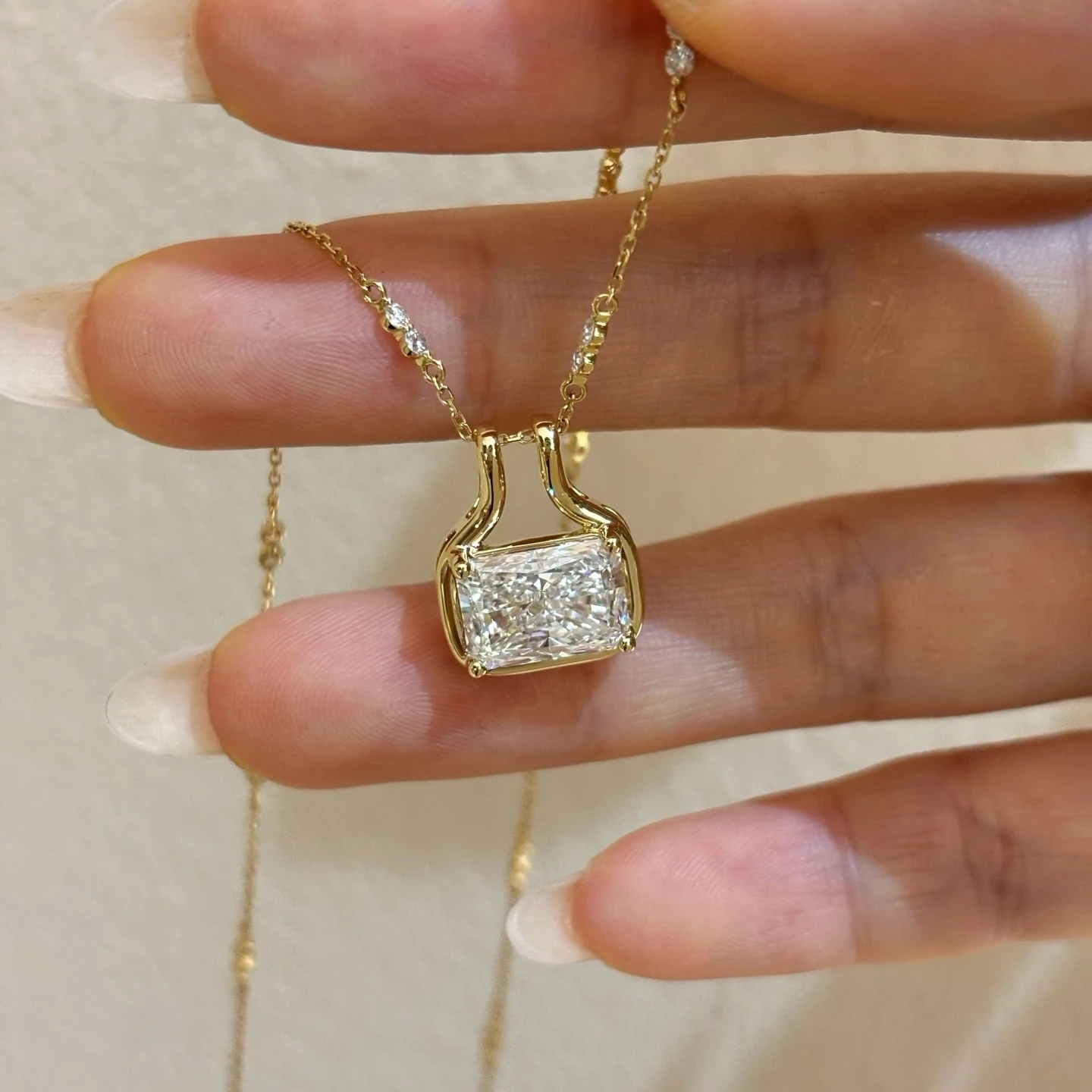 Lyra Sculptural Radiant Pendant Lab-Grown Diamond Necklace — product photo 3 of 6