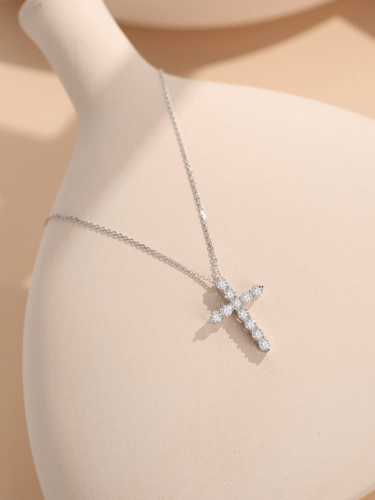 Luxury Cross Diamond Necklace White Gold — product photo 5 of 6