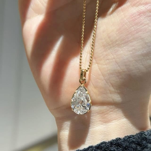 Pear Lab Diamond Sculptural Necklace | Prong Set Pendant — product photo 2 of 6