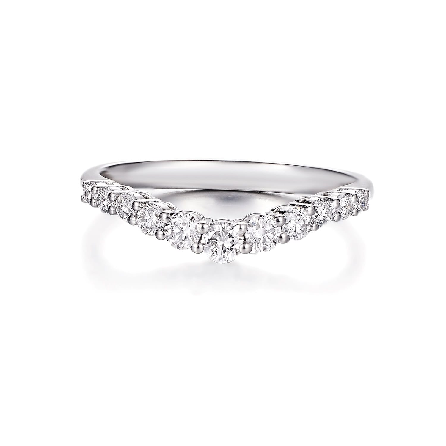 V-Shaped Lab Grown Diamond Band Stackable Daily Wedding Ring — product photo 3 of 5