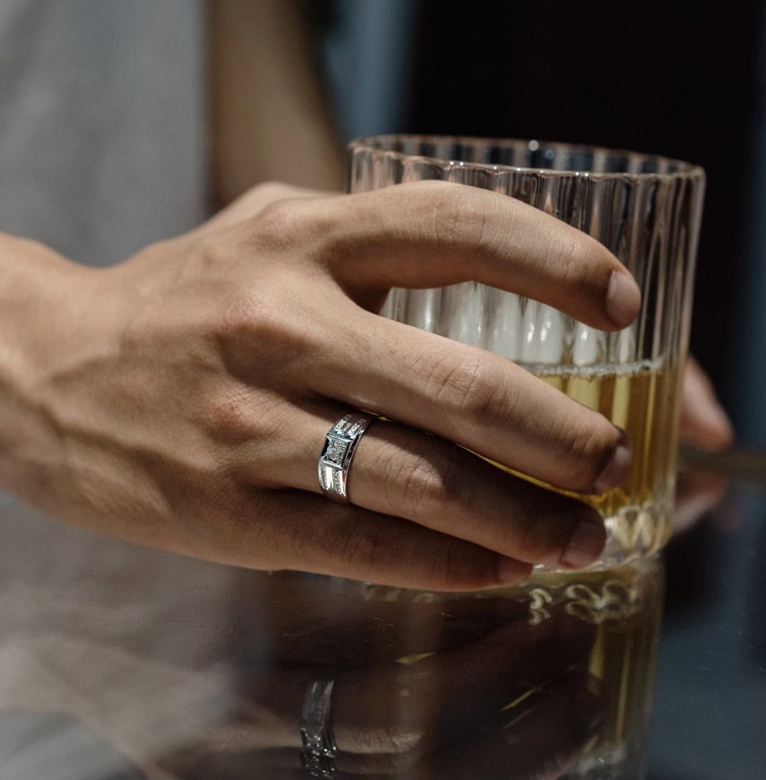 CNC05 Platinum Men’s Rings – CNC Crafted Heavyweight Luxury Diamond Ring — product photo 2 of 6