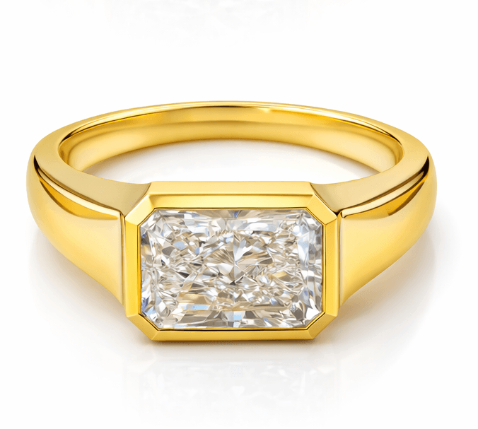Old Money Radiant Cut Lab Diamond Signet Ring – Bezel Set Statement — product photo 4 of 6