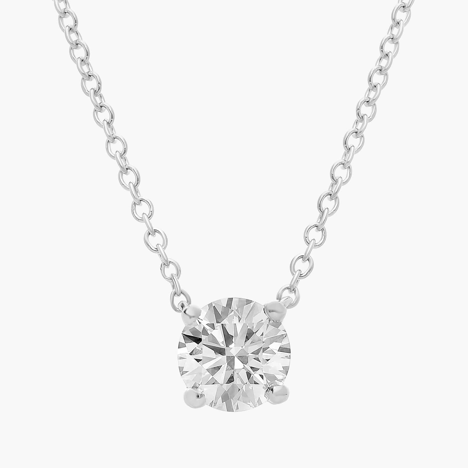 Four-Prong Basket Round Lab-Grown Diamond Pendant Necklace — product photo 6 of 6