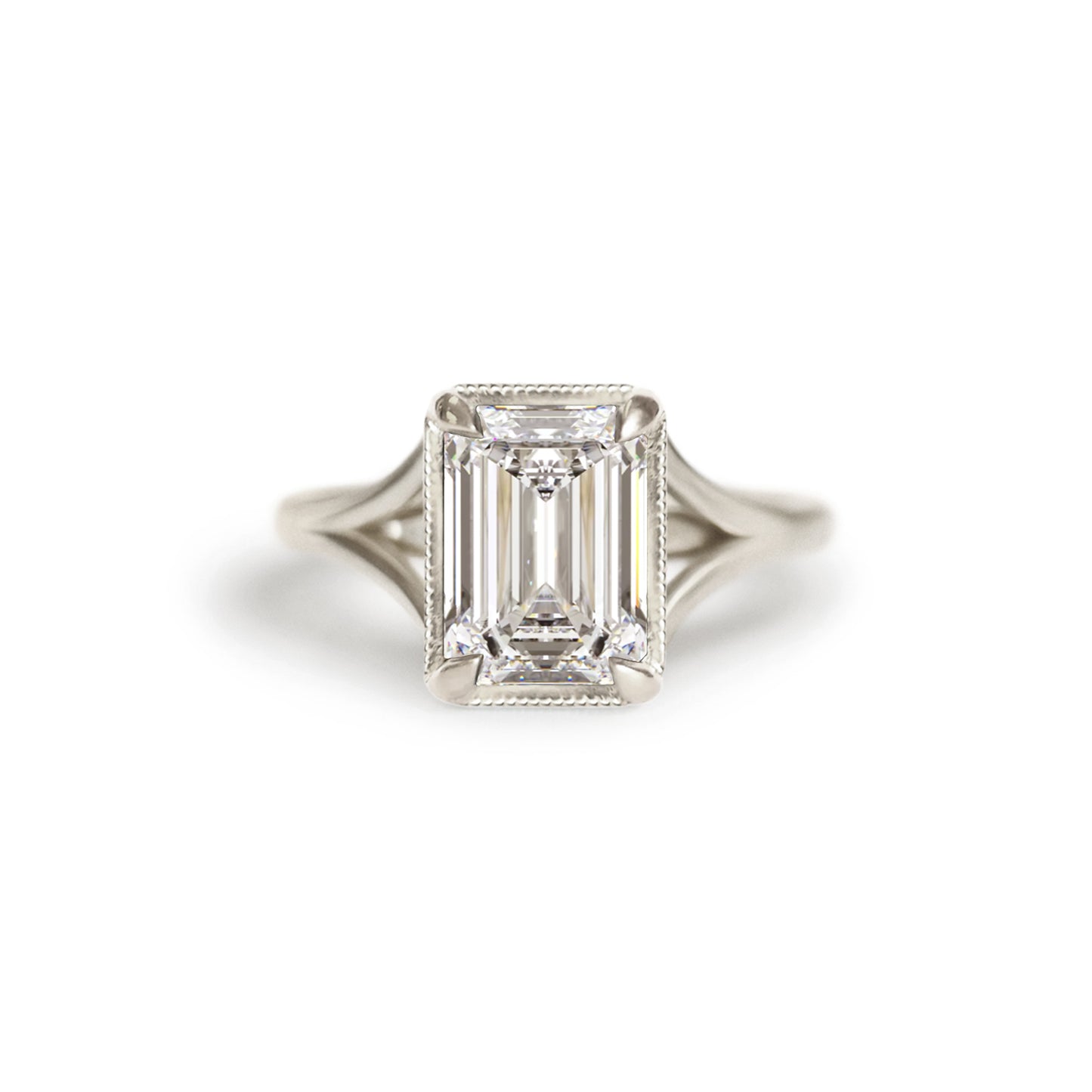 Split Shank Emerald Cut Lab Diamond Engagement Ring — product photo 4 of 6