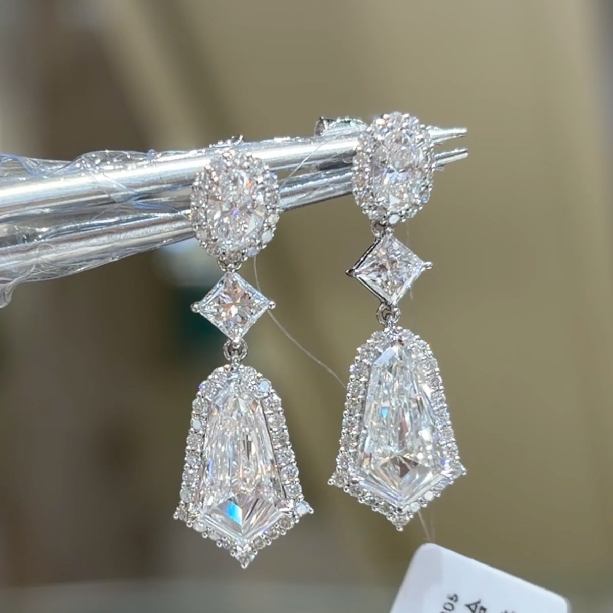 Lumielle Art Deco Kite Lab Diamond Drop Earrings — product photo 2 of 4
