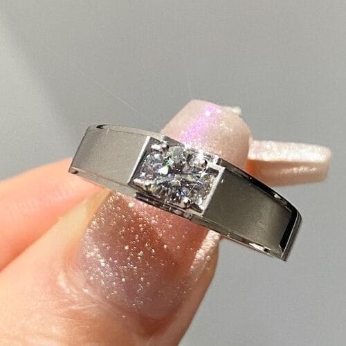 Minimal Matte Platinum Men’s Lab-Grown Diamond Ring — product photo 1 of 6