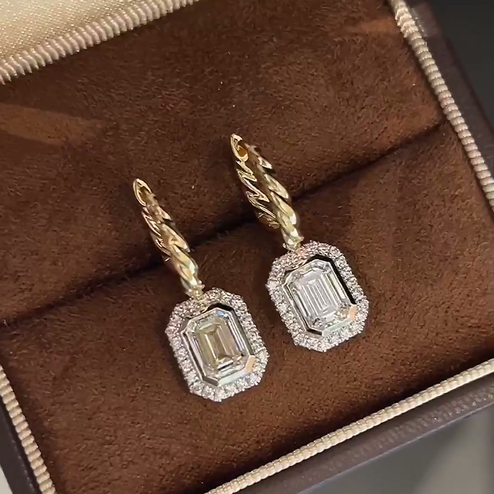 Emerald-Cut Lab-Grown Diamond Drop Earrings — product photo 1 of 4