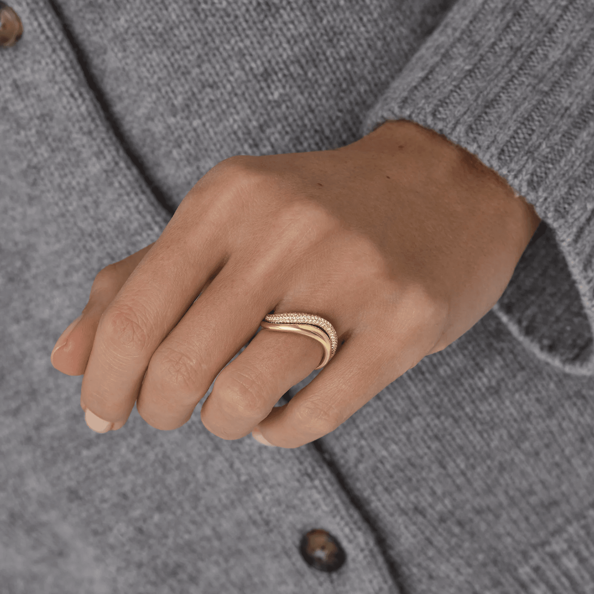 Wave Half Eternity Lab-Grown Diamond Band Ring — product photo 2 of 6