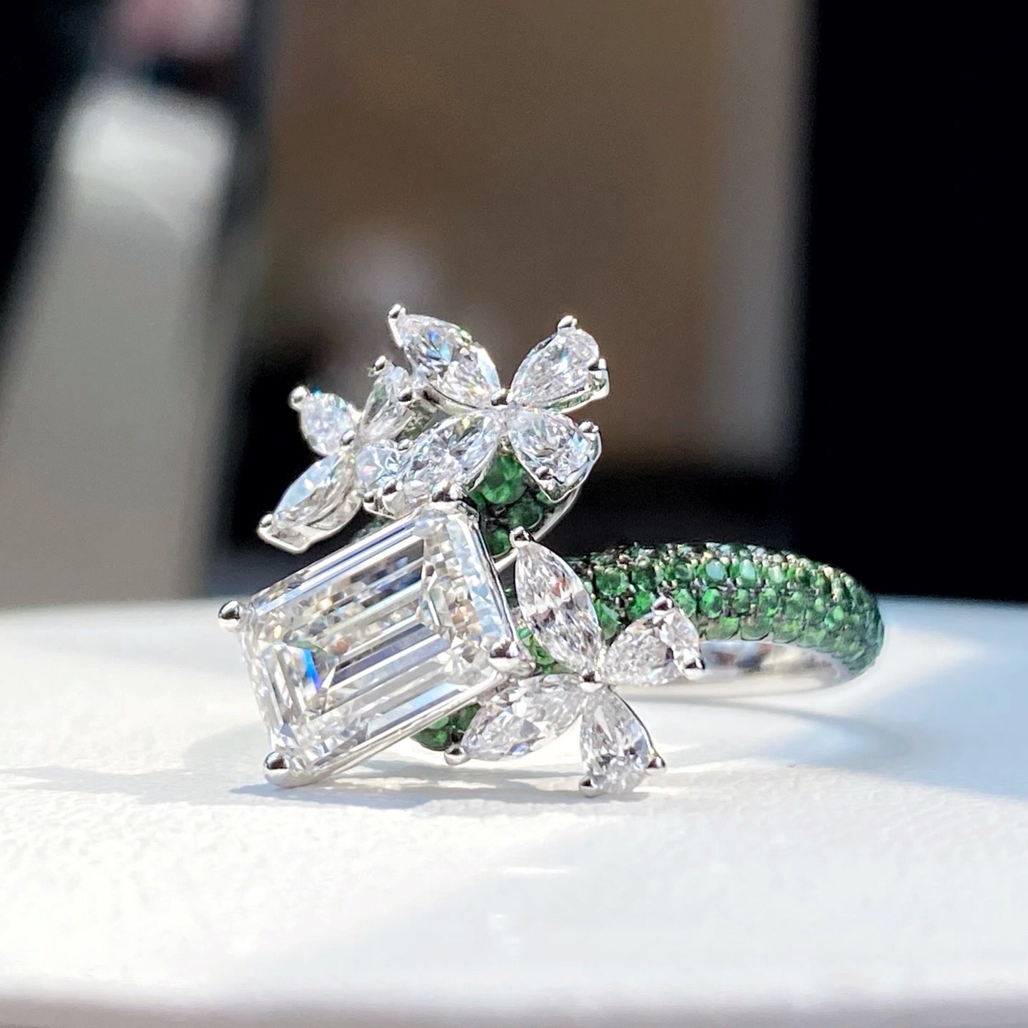 Botanical Emerald-Cut Diamond Statement Ring — product photo 3 of 4
