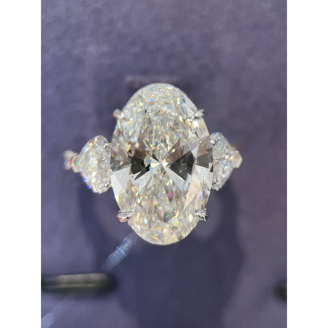 Ophelia Oval Three-Stone Diamond Ring