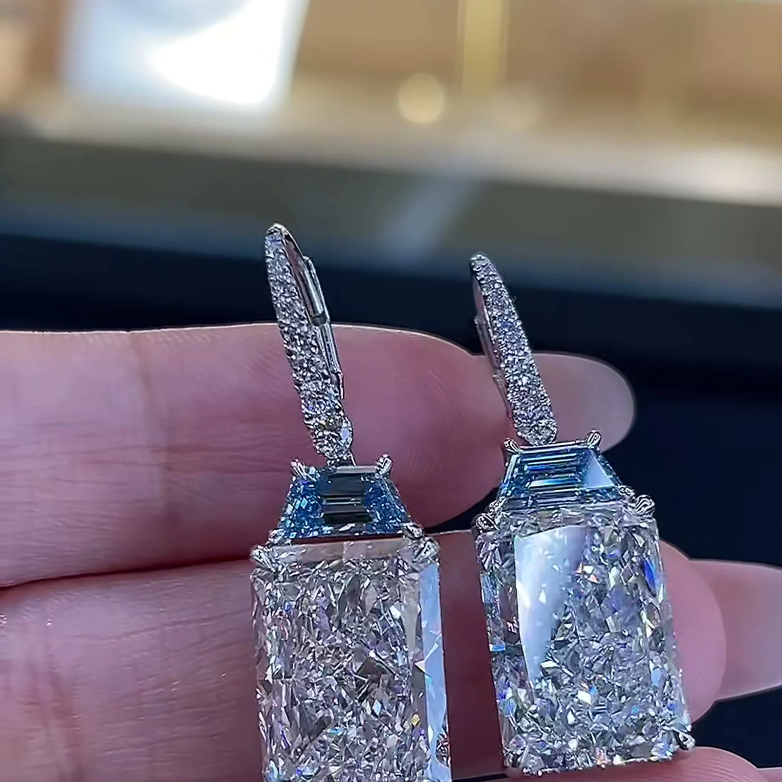 Rhea Radiant Lab-Grown Diamond Drop Earrings — product photo 5 of 5