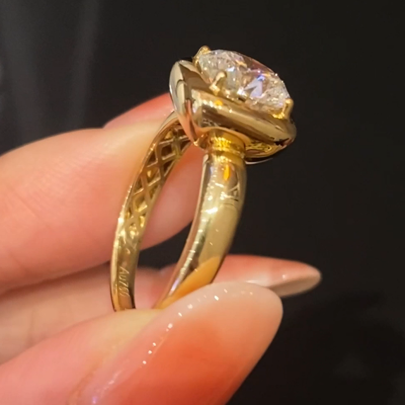 Aurelia Cushion Bezel Lab Diamond Engagement Ring — product photo 3 of 6