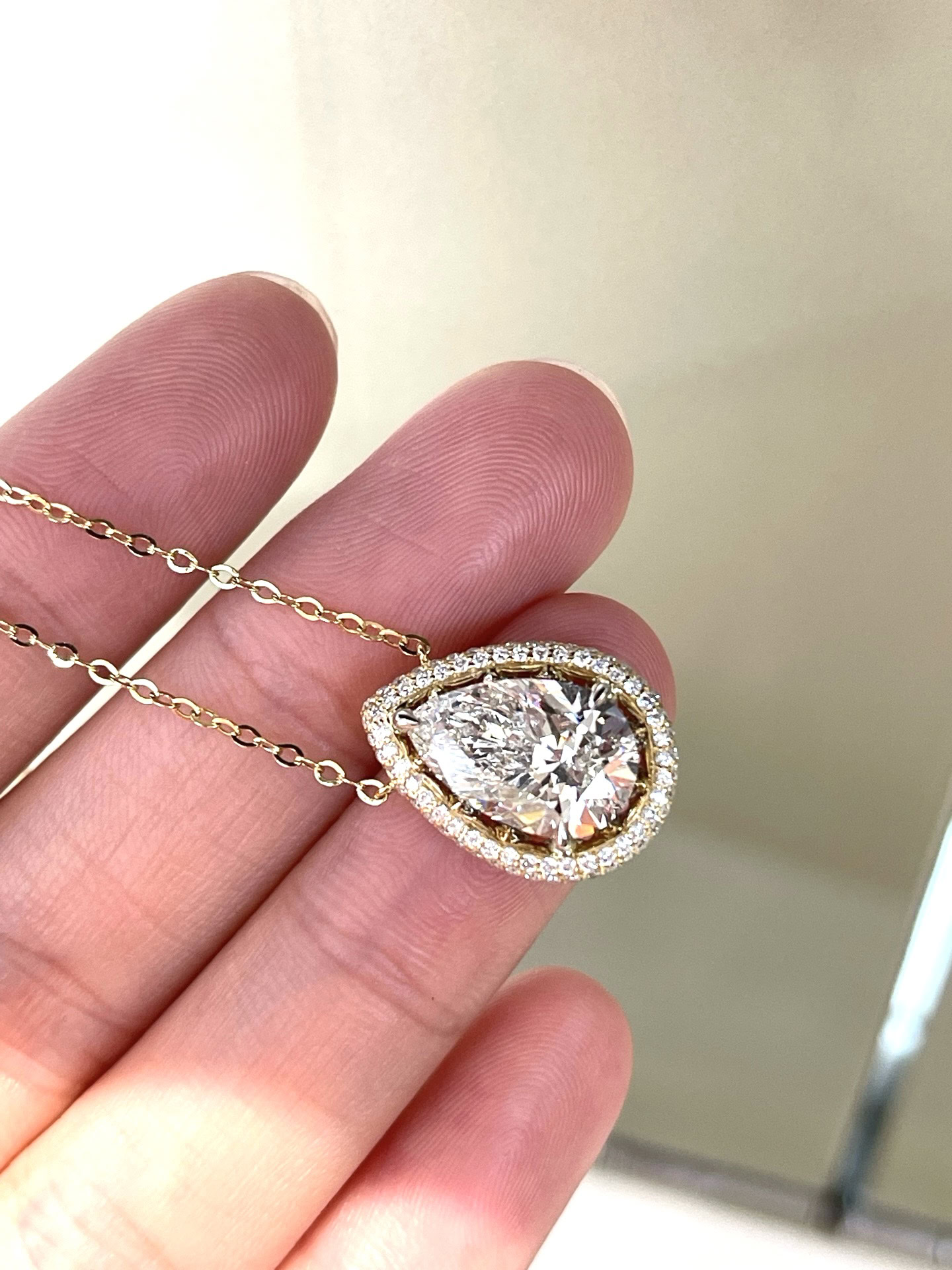 Odette Two-Tone Halo Lab Diamond Necklace Collection — product photo 3 of 6