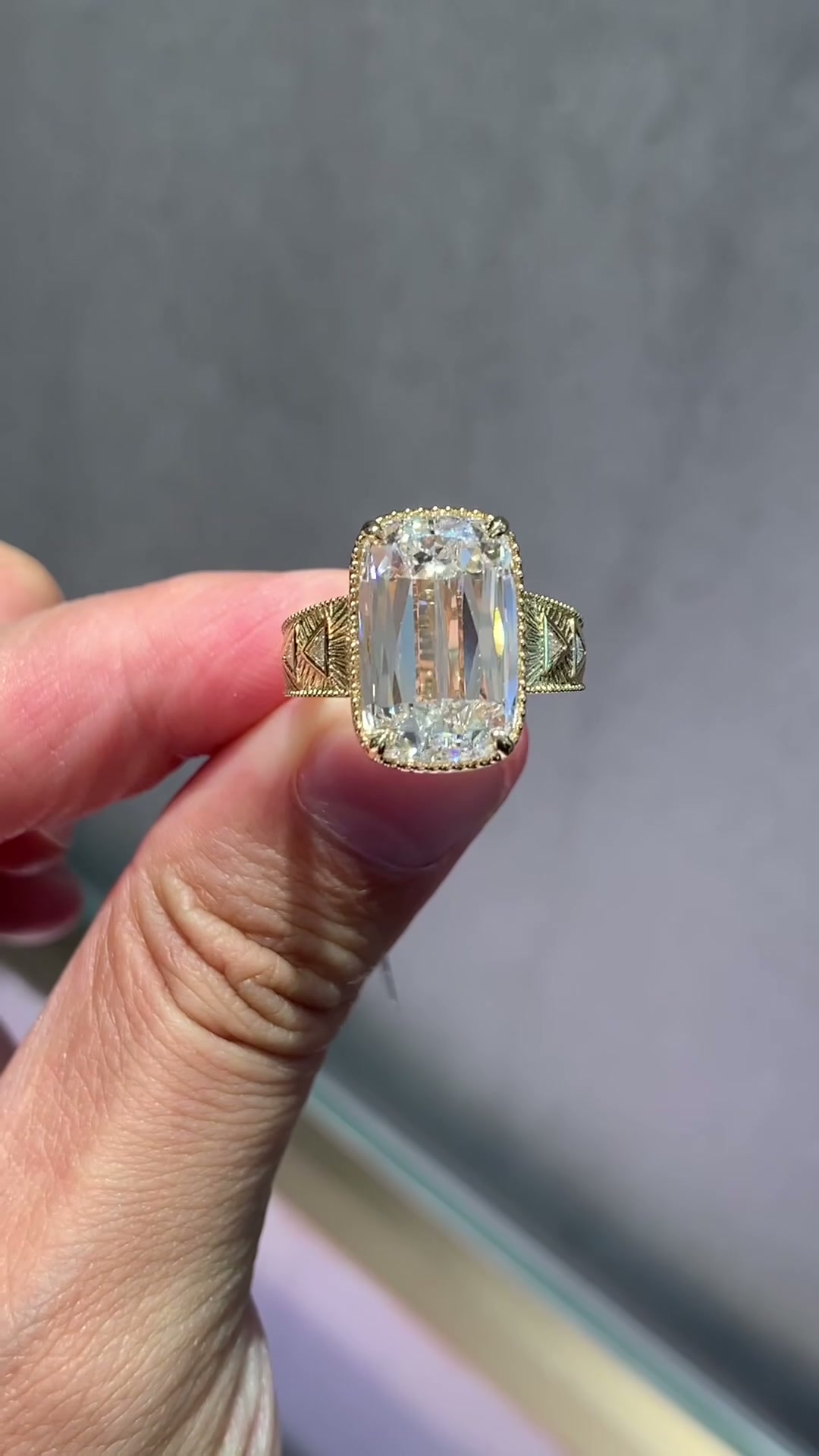 Eira Engraved Halo Ashoka-Cut Lab-Grown Diamond Ring — product photo 1 of 2