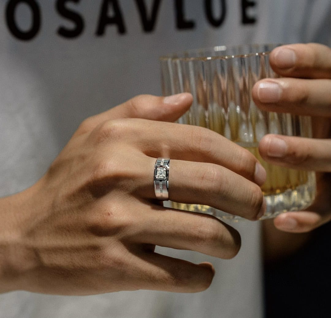 CNC07 Platinum Men’s Rings – CNC Crafted Heavyweight Luxury Diamond Ring for men (复制) — product photo 5 of 6