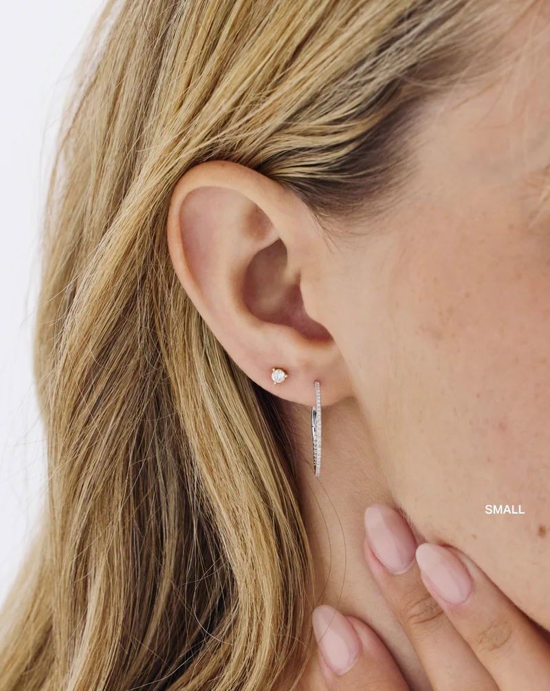 Large Lab-Grown Diamond Hoop Earrings in 14K Gold — product photo 5 of 6