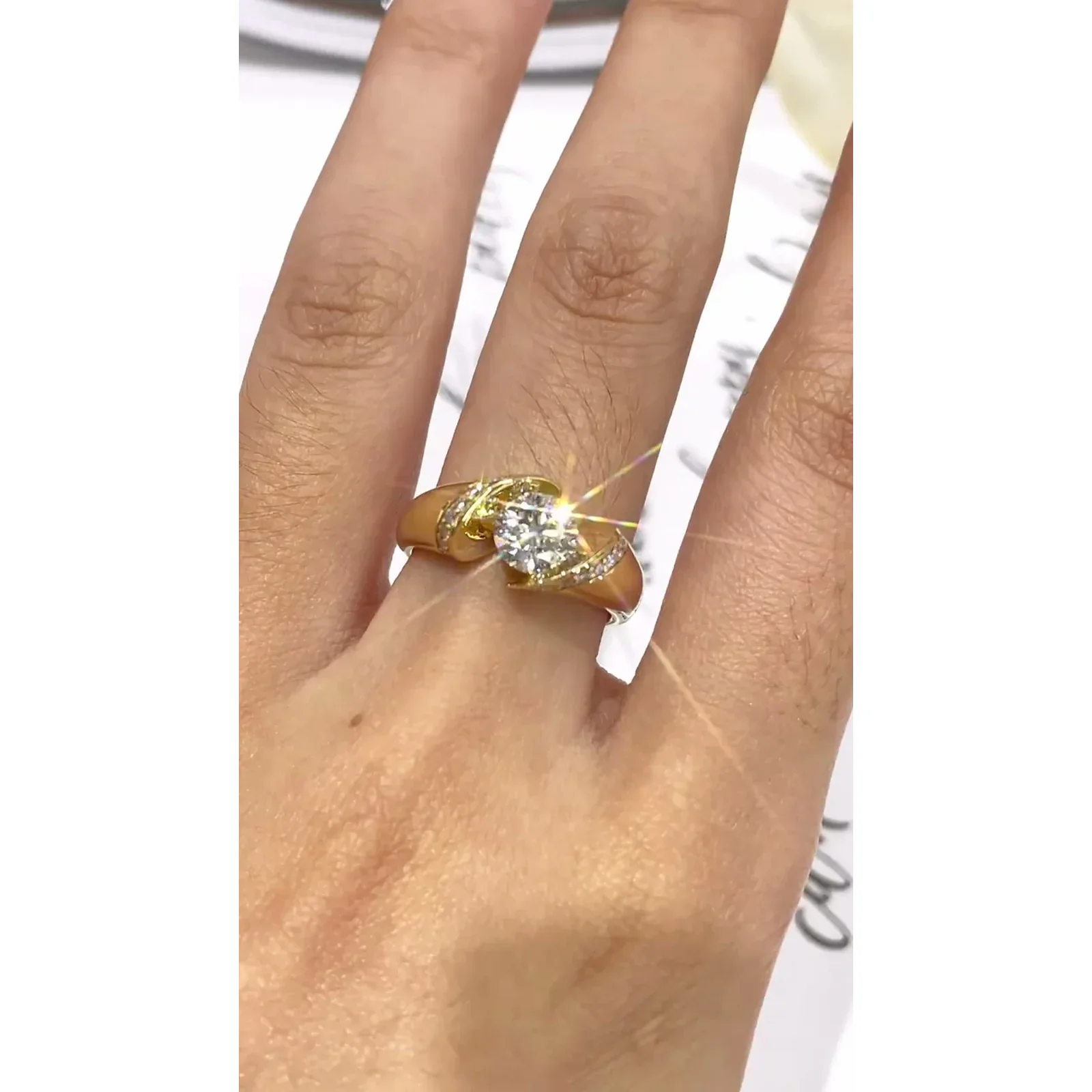Calliana Calla Lily Floating Crossover Lab Diamond Engagement Ring — product photo 5 of 5