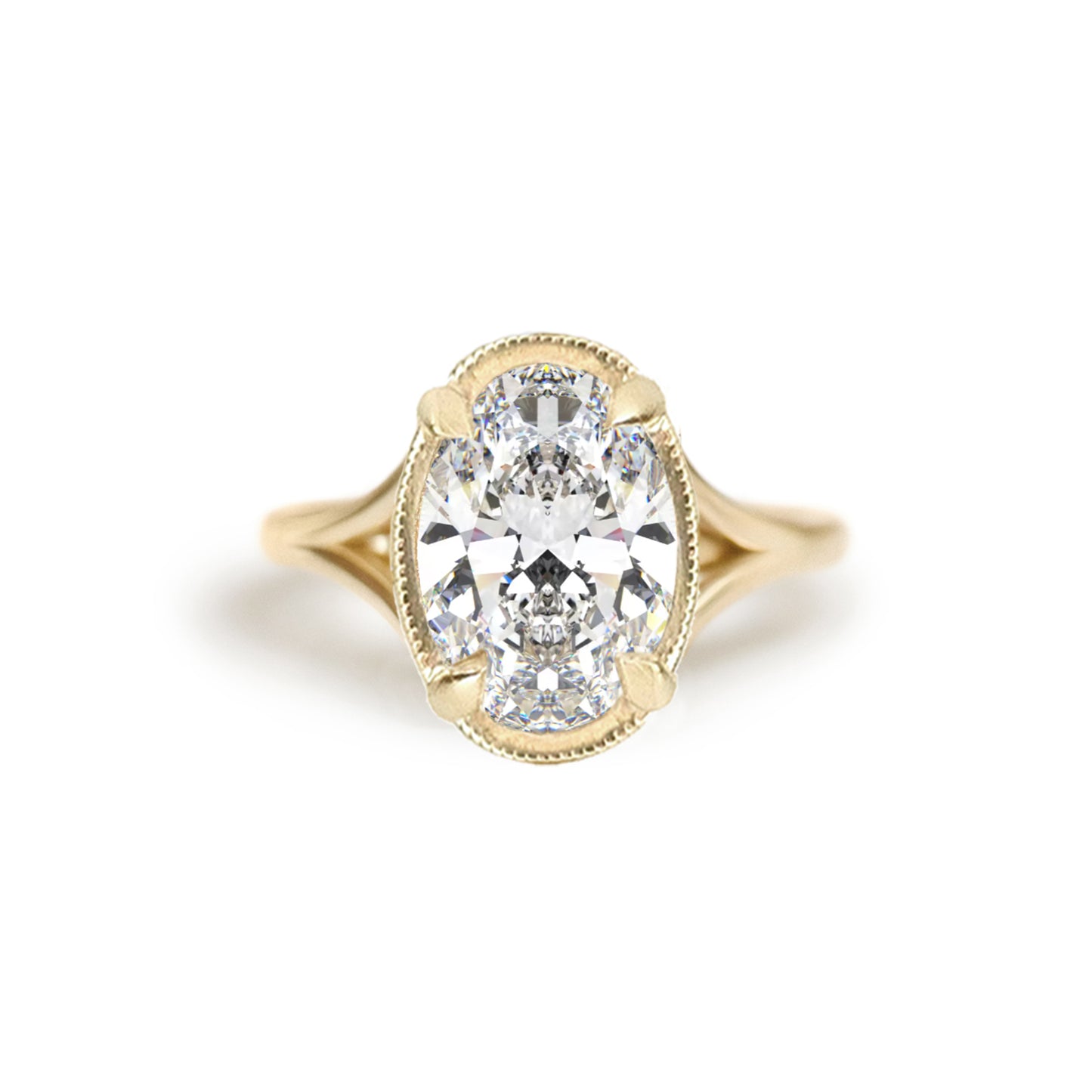 Split Shank Oval Lab Diamond Solitaire Engagement Ring — product photo 1 of 6
