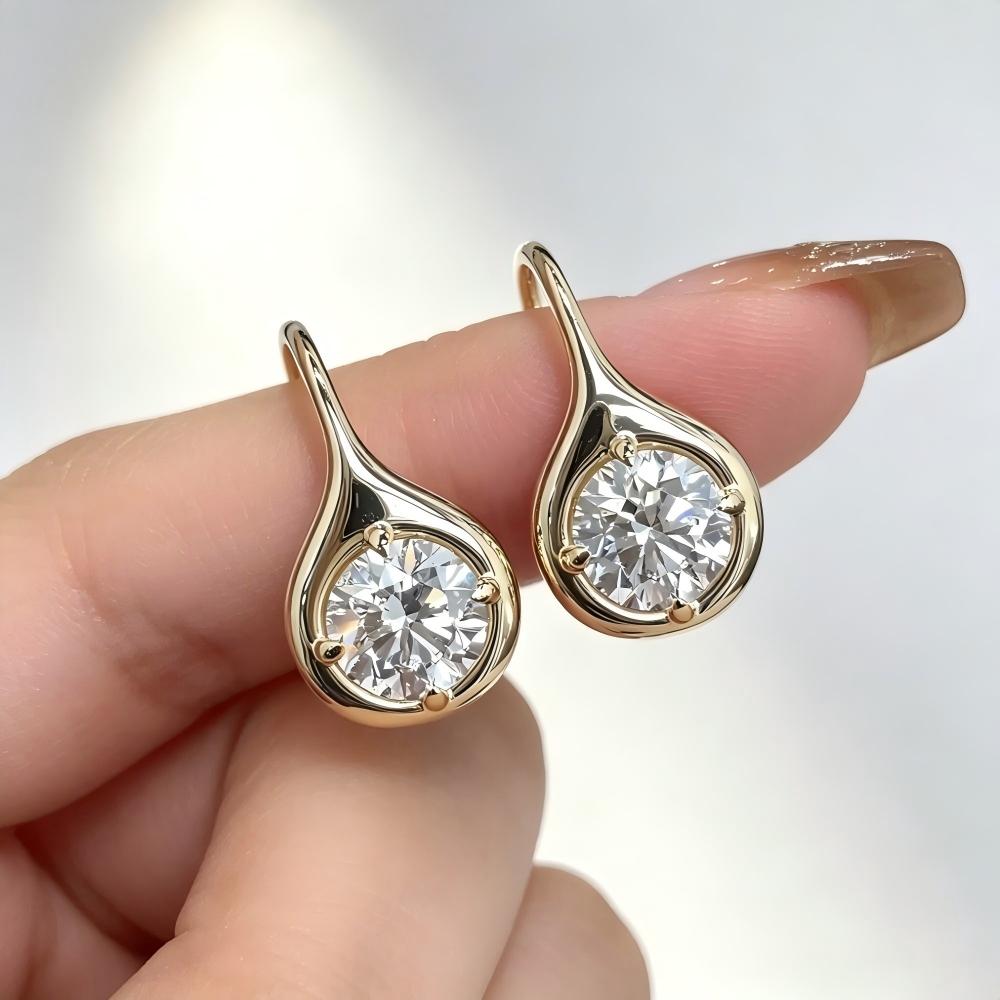 Aurelia 3ct Total Lab-Grown Diamond Drop Earrings | Old Money Bubble Bezel Style — product photo 6 of 6