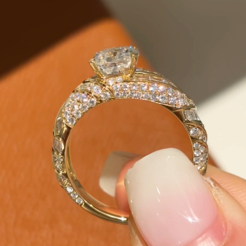 Seraphina 1.5ct Cushion Lab Diamond Twisted Wing Ring — product photo 2 of 6