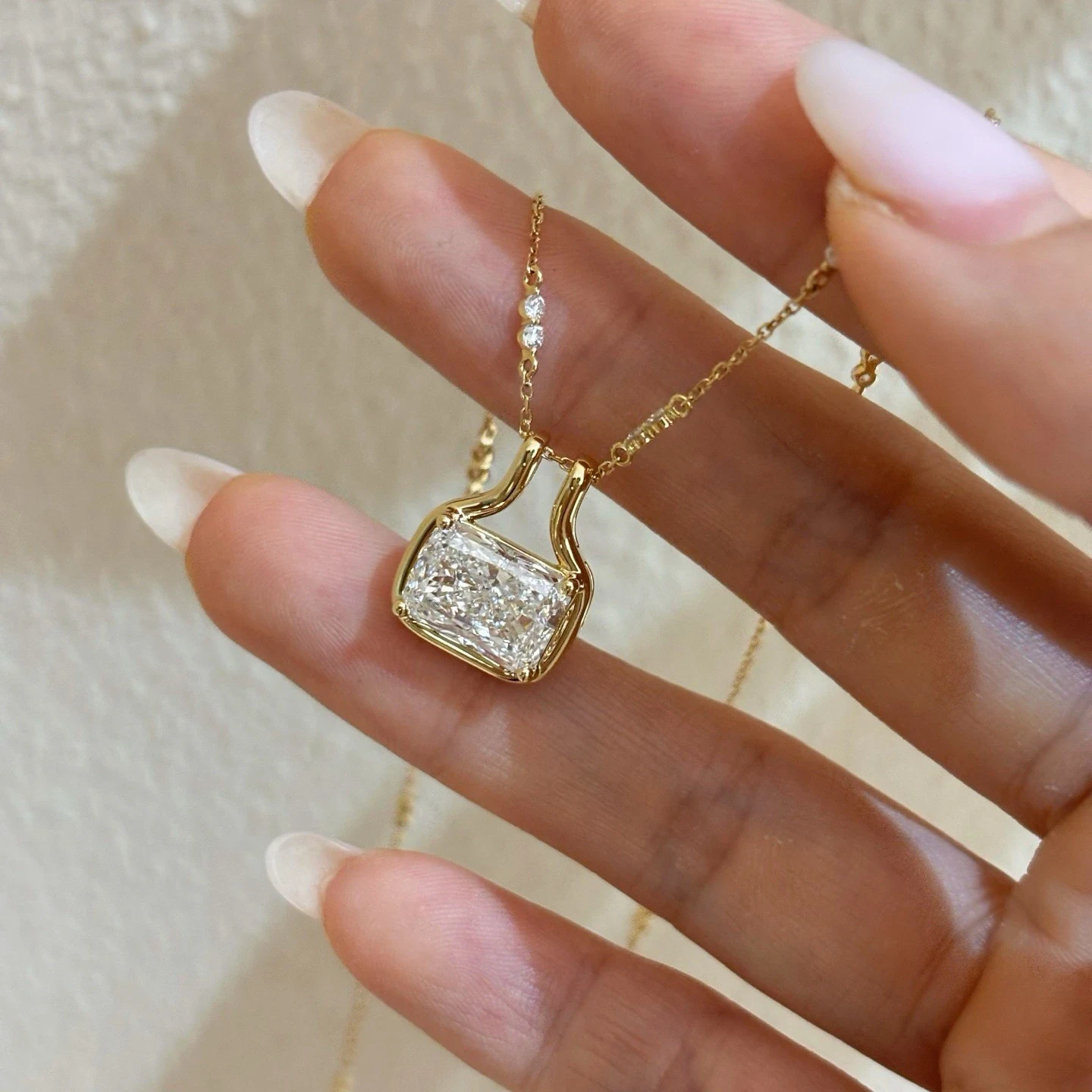 Lyra Sculptural Radiant Pendant Lab-Grown Diamond Necklace — product photo 2 of 6