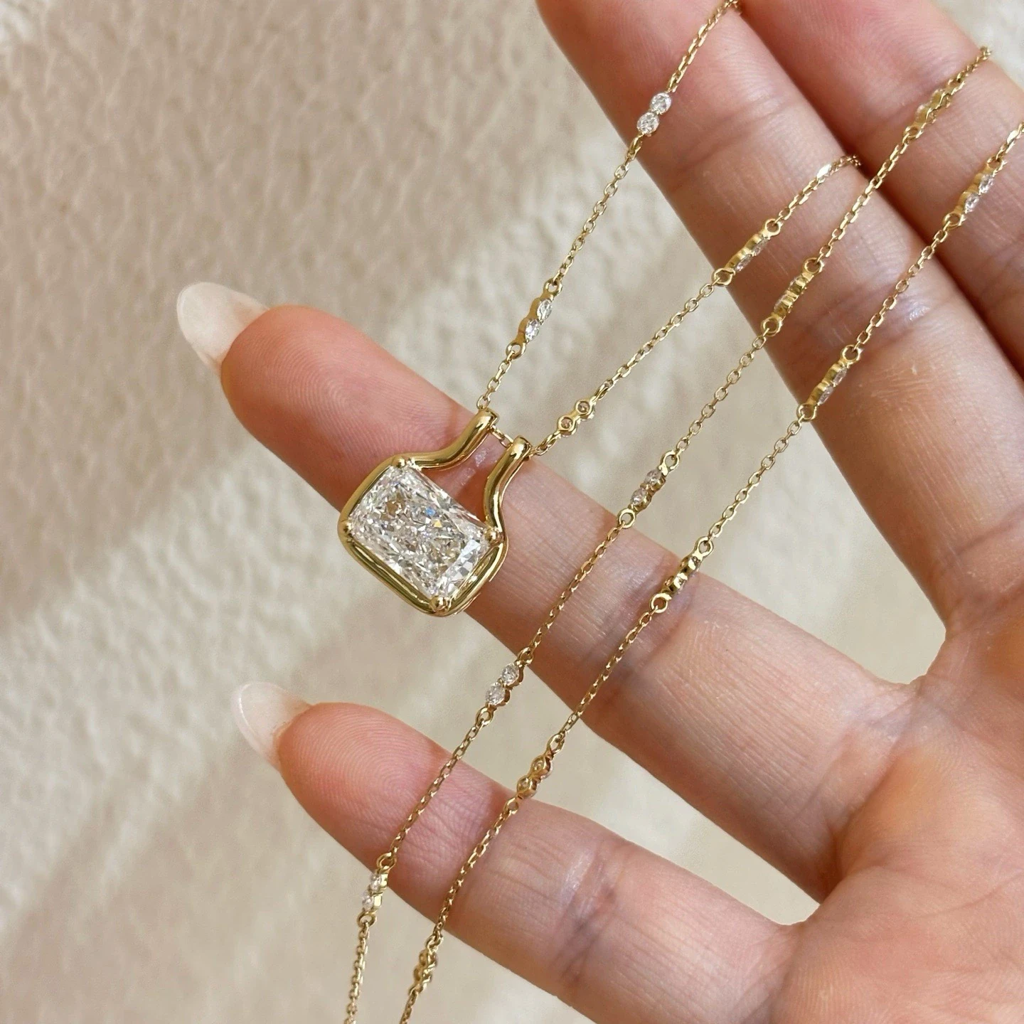 Lyra Sculptural Radiant Pendant Lab-Grown Diamond Necklace — product photo 5 of 6