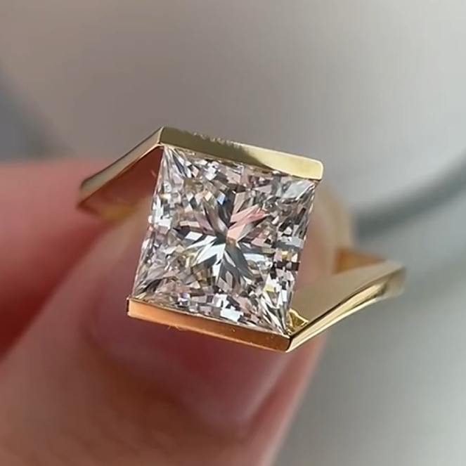 Vera Princess Cut Partial-Bezel Split-Band Lab-Grown Diamond Engagement Ring — product photo 1 of 5