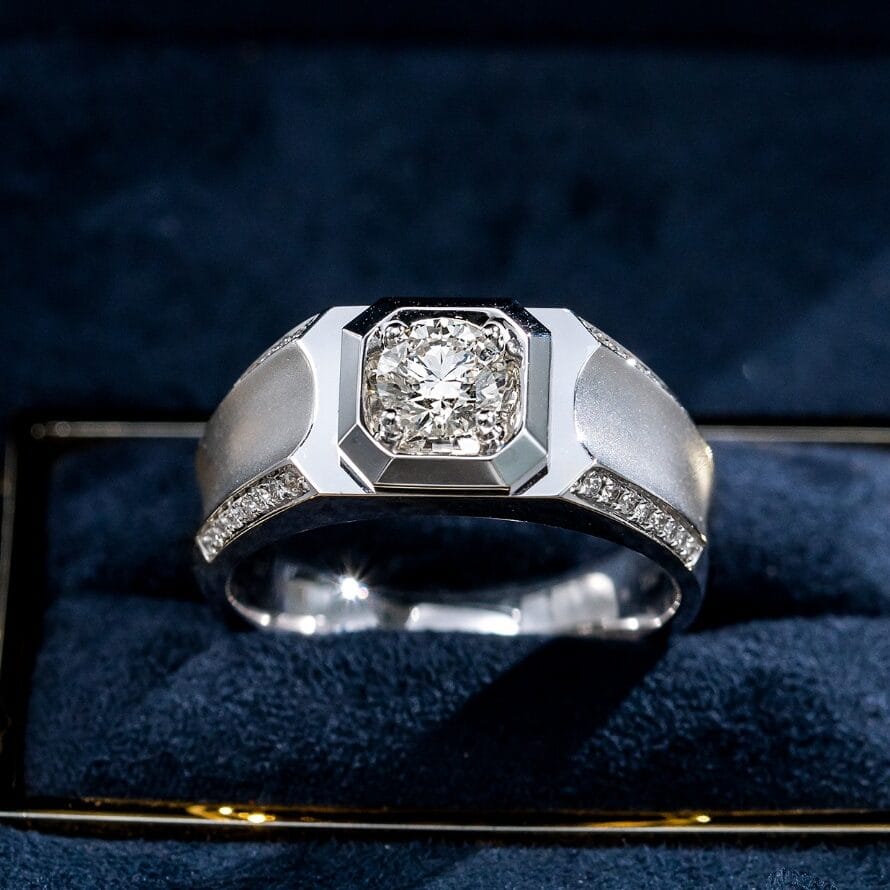 CSS Structured Lab-Grown Diamond Band – Platinum Men’s Diamond Ring — product photo 1 of 6