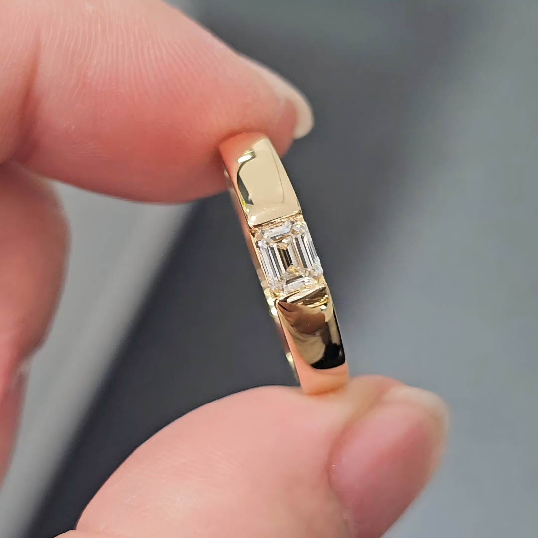 Architect Unisex Minimalist Emerald-Cut Lab Grown Diamond Band Ring — product photo 2 of 5