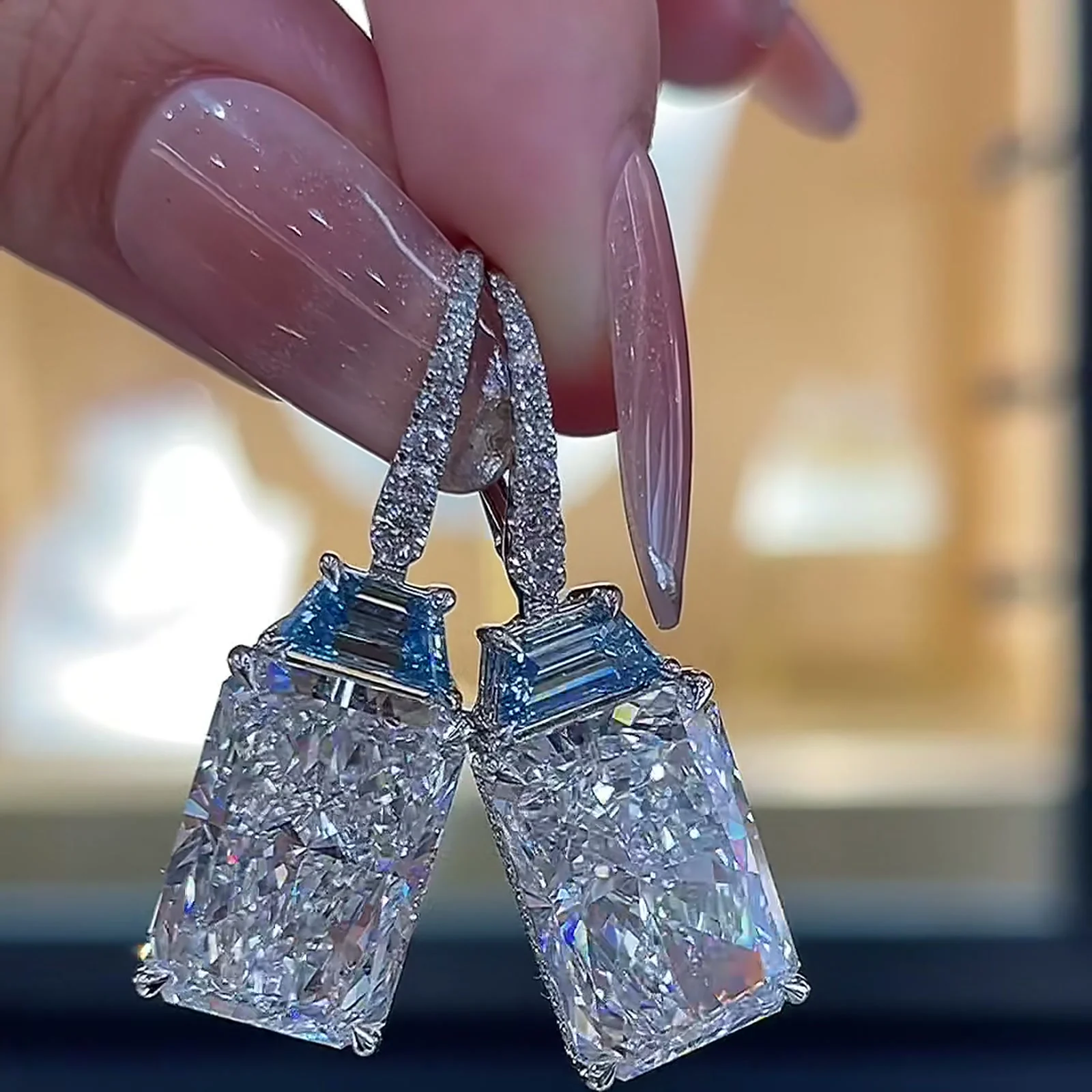 Rhea Radiant Lab-Grown Diamond Drop Earrings — product photo 2 of 5