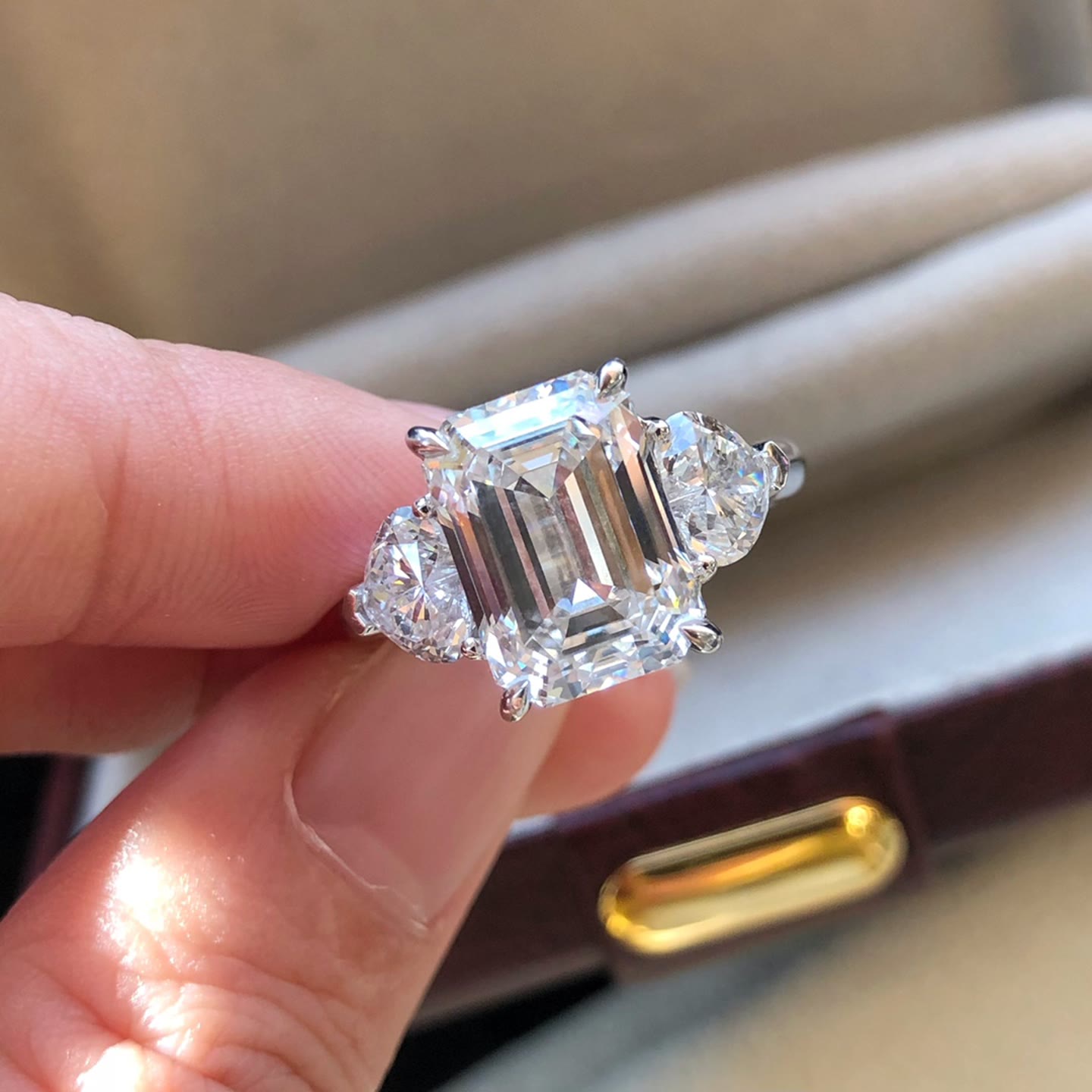 Seraphina Emerald-Cut Three-Stone Lab-Grown Diamond Ring — product photo 1 of 6