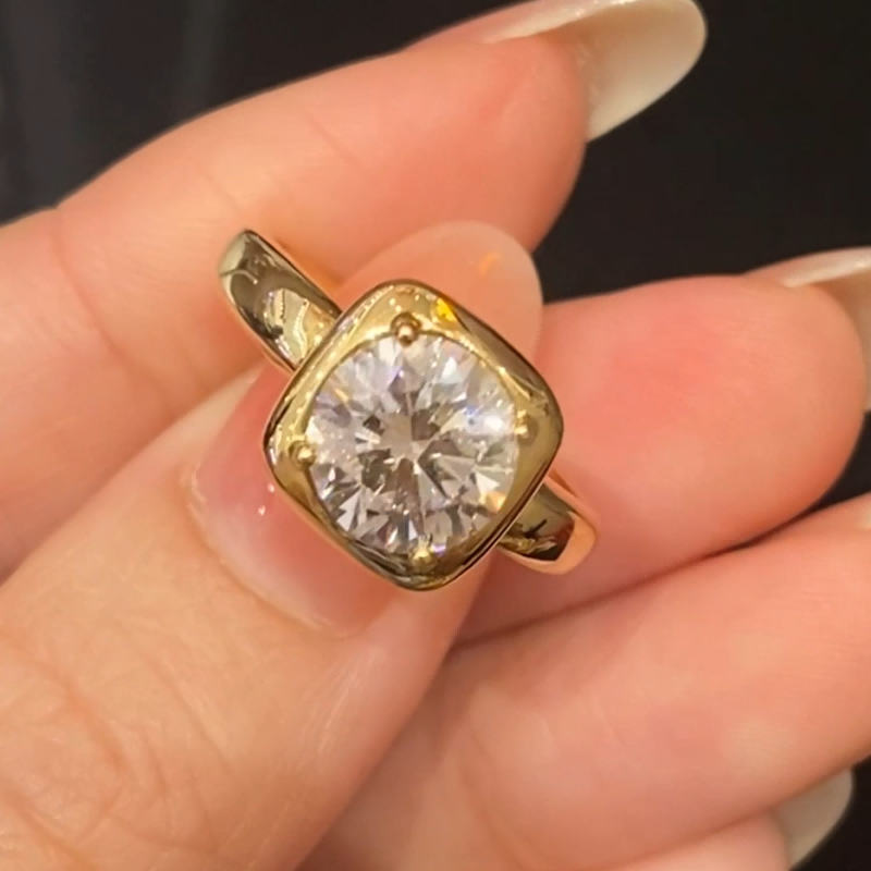 Aurelia Cushion Bezel Lab Diamond Engagement Ring — product photo 2 of 6