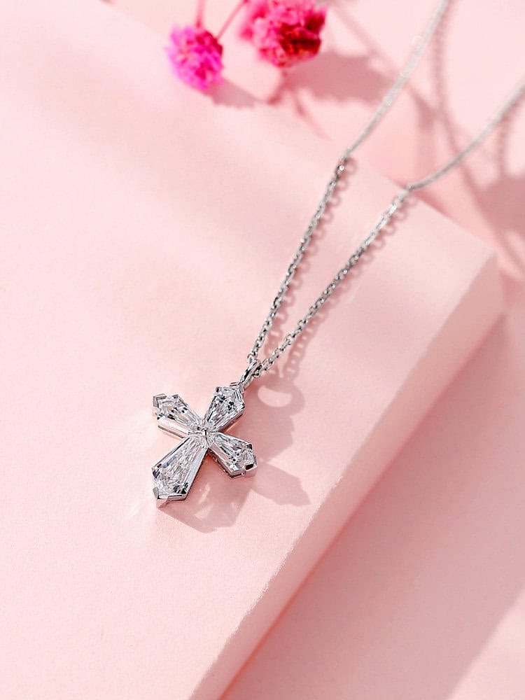 Invisible-Set Cross Lab-Grown Diamond Necklace — product photo 5 of 6