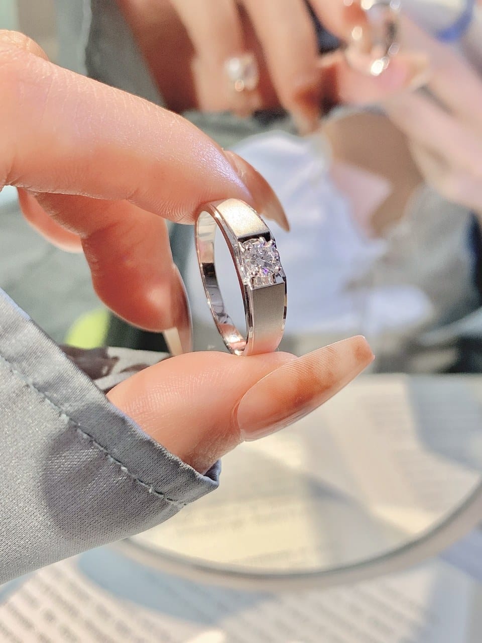 Minimal Matte Platinum Men’s Lab-Grown Diamond Ring — product photo 6 of 6