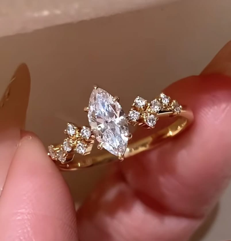 BP010 Berlin Love Letter Lab Diamond Ring – Multi-Shape Center Stone Delicate Design — product photo 5 of 6