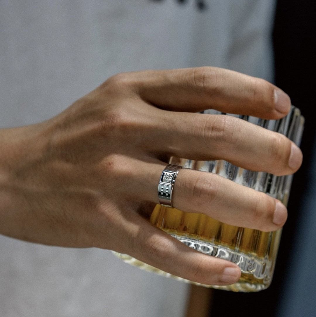 CNC03 Platinum Men’s Rings – CNC Crafted Heavyweight Luxury Diamond Ring — product photo 2 of 6