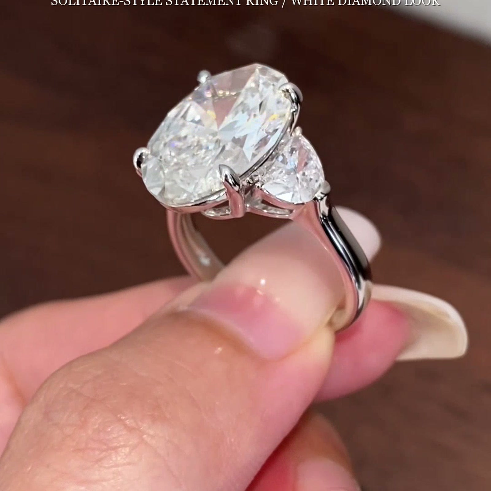 Oval Three-Stone Lab-Grown Diamond Ring — product photo 2 of 4